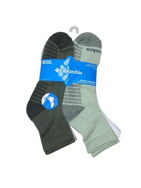 Columbia Mens Athletic Quarter Socks 6-Pack Shoe Sz 6-12 Breathable Arch Support